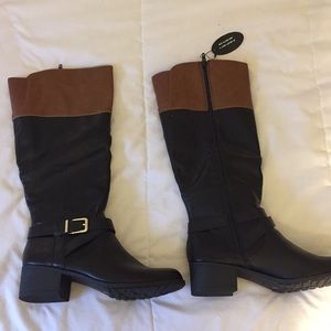 Black and Brown Tall Riding Boots